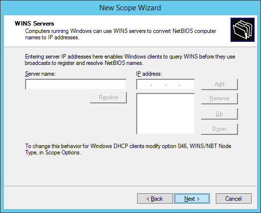 Si tenemos equipos anteriores a Windows 2000 en nuestra red deberemos de configurar esta sección (WINS) pero en este caso solamente daremos siguiente